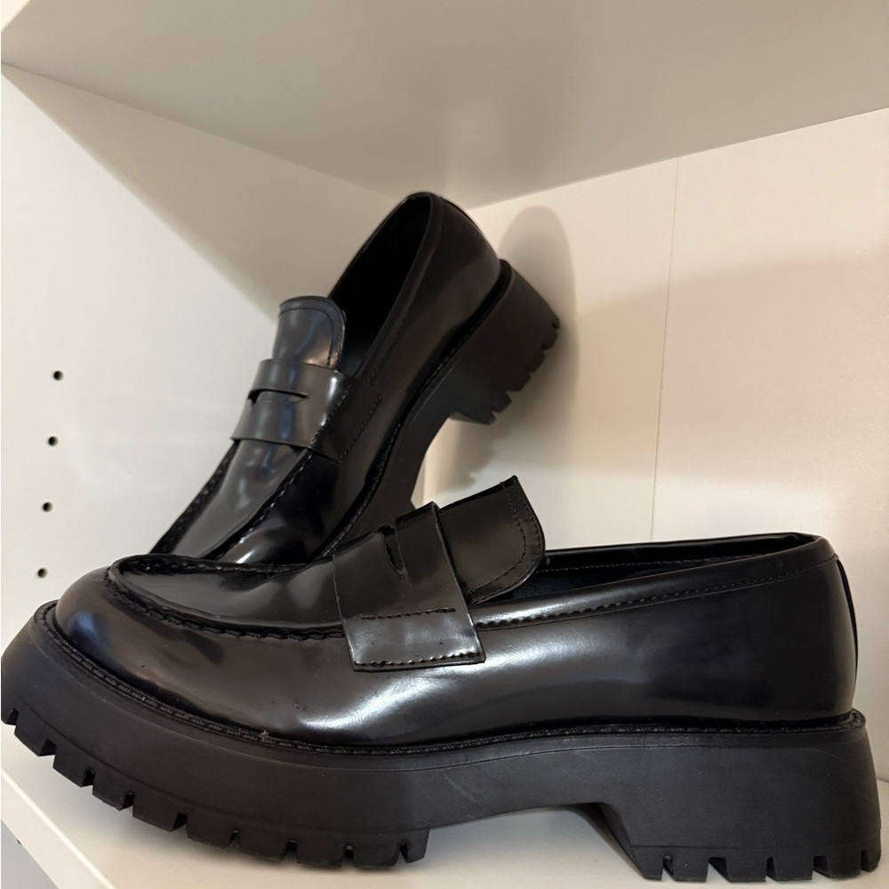 Black Chunky Loafers for Women